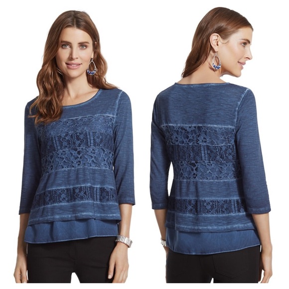 CHICO’S Beige Cream Leah Lace Top NWT - Picture 5 of 6